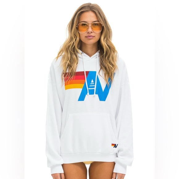 Aviator Nation Tops - AVIATOR NATION Logo Pullover Relaxed Hoodie - White - Size XXL